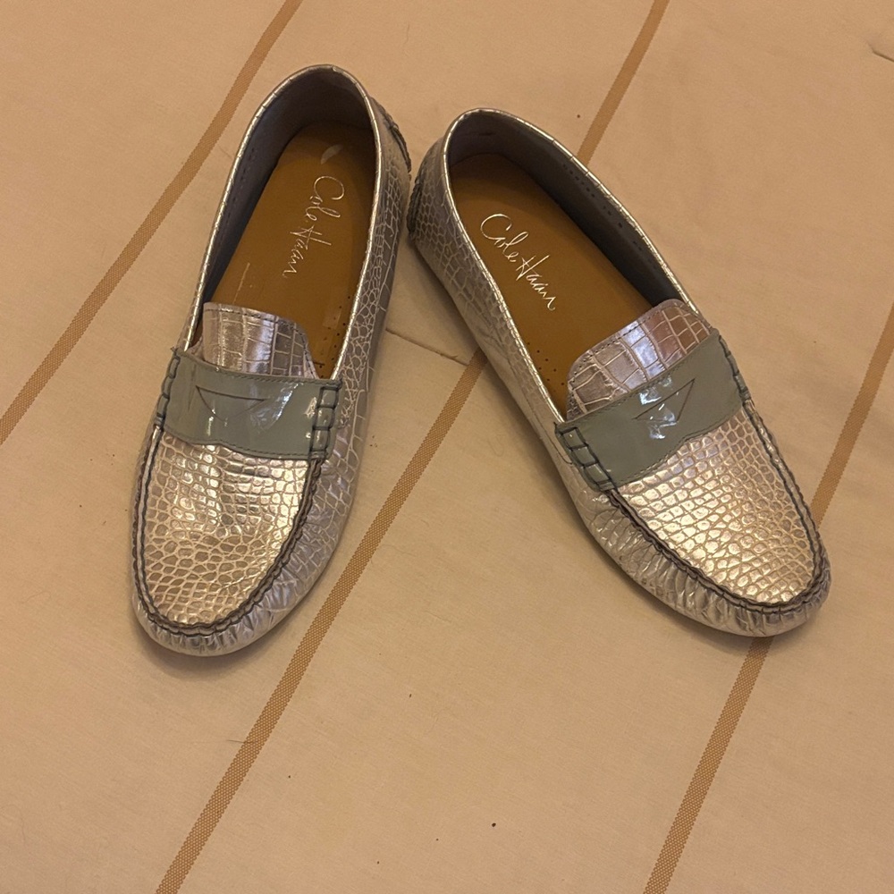 Cole Haan Women's Metallic Silver Loafers